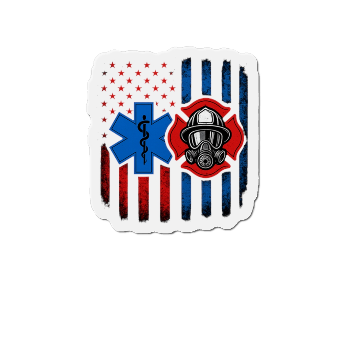 Patriotic Paramedic Firefighter Split Flag T-Shirt