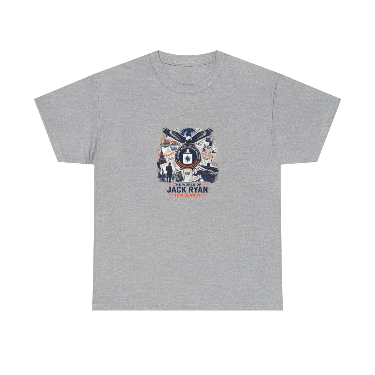 Tom Clancy "The World of Jack Ryan - Tom Clancy" Unisex Tee - alternate angle 4, merchandise