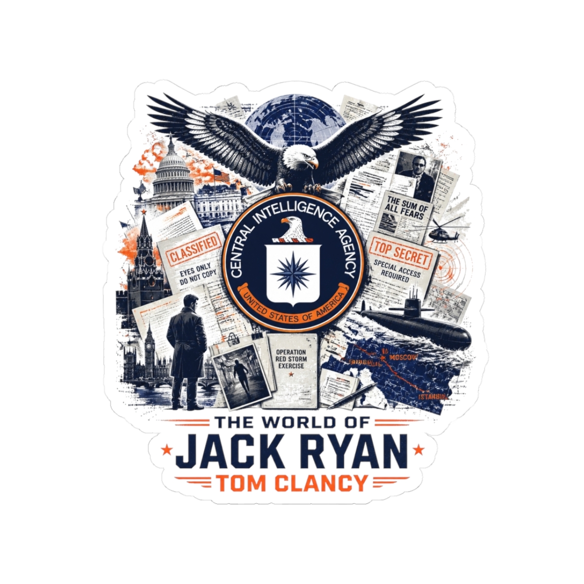 Tom Clancy "The World of Jack Ryan - Tom Clancy" Sticker - alternate angle 1, merchandise